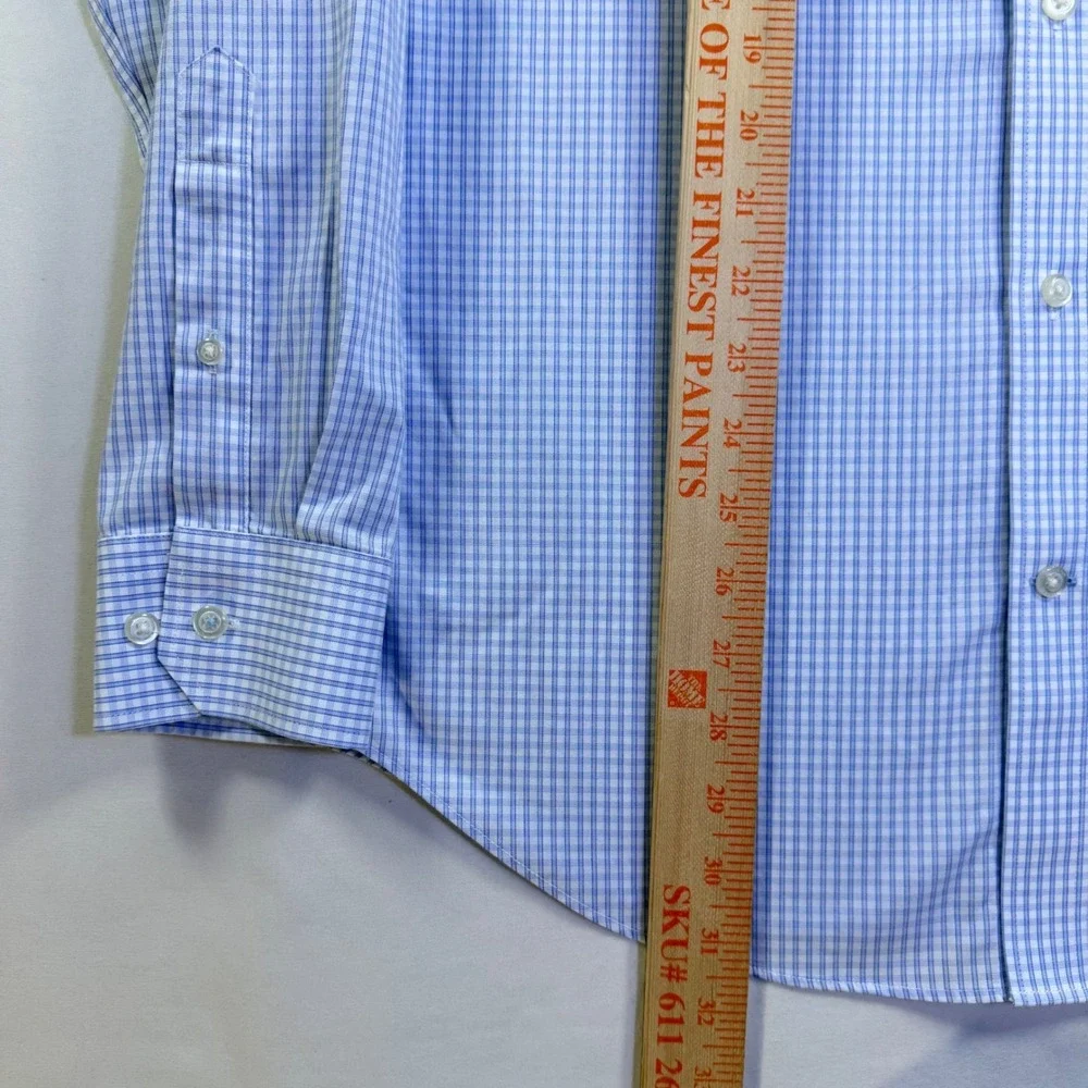 Banana Republic Mens Slim Fit Non-Iron‎ Dress Shirt Blue Gingham Check M 15-15.5